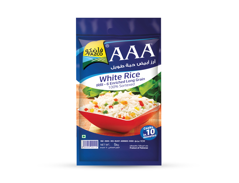Fazco AAA White IRR – 6 Enriched Long Grain Rice 5kg