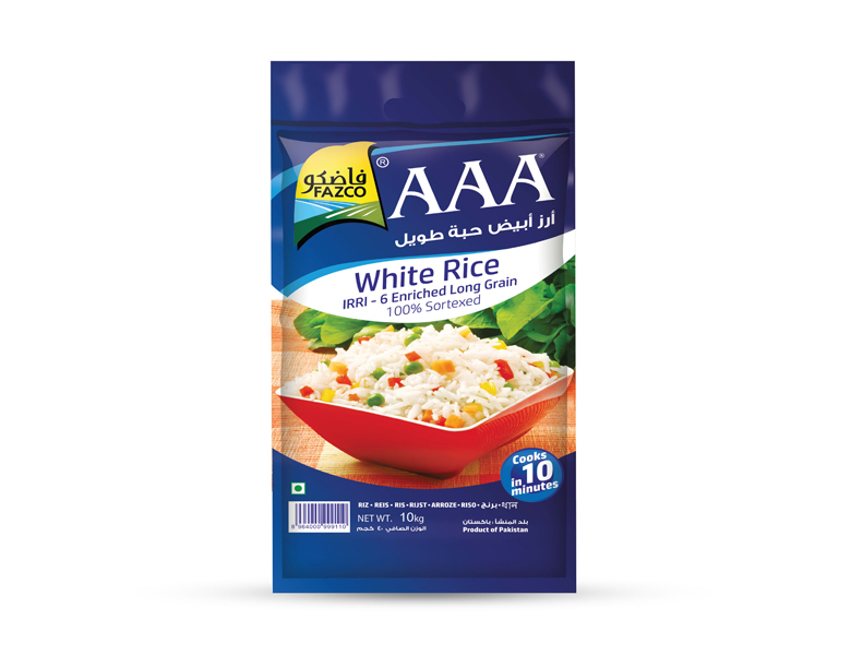Fazco AAA White IRR – 6 Enriched Long Grain Rice 10kg